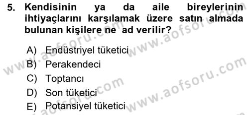 İşletme İlkeleri Dersi 2015 - 2016 Yılı (Vize) Ara Sınav Soruları 5. Soru