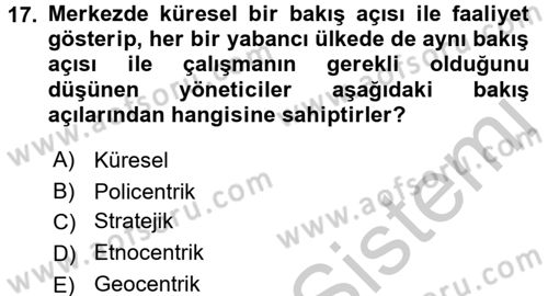 İşletme İlkeleri Dersi 2016 - 2017 Yılı 3 Ders Sınav Soruları 17. Soru