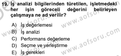 İşletme İlkeleri Dersi 2016 - 2017 Yılı 3 Ders Sınav Soruları 19. Soru