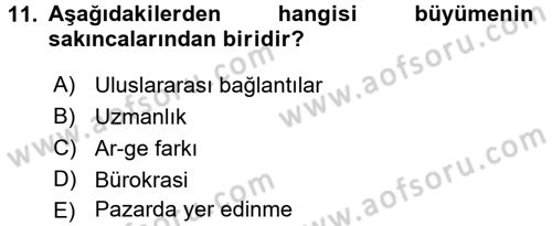 İşletme İlkeleri Dersi 2017 - 2018 Yılı 3 Ders Sınav Soruları 11. Soru