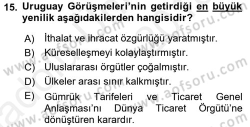 İşletme İlkeleri Dersi 2017 - 2018 Yılı 3 Ders Sınav Soruları 15. Soru