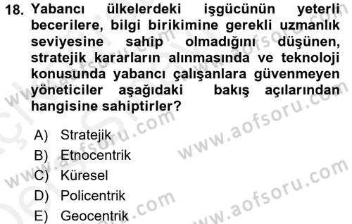 İşletme İlkeleri Dersi 2017 - 2018 Yılı 3 Ders Sınav Soruları 18. Soru