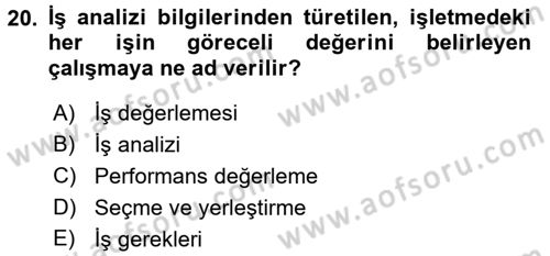 İşletme İlkeleri Dersi 2017 - 2018 Yılı 3 Ders Sınav Soruları 20. Soru