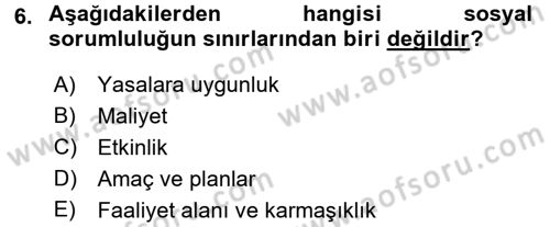 İşletme İlkeleri Dersi 2017 - 2018 Yılı 3 Ders Sınav Soruları 6. Soru