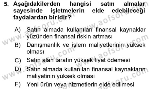 İşletme İlkeleri Dersi 2017 - 2018 Yılı (Final) Dönem Sonu Sınav Soruları 5. Soru