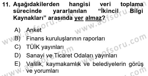 İşletme İlkeleri Dersi 2018 - 2019 Yılı (Final) Dönem Sonu Sınav Soruları 11. Soru