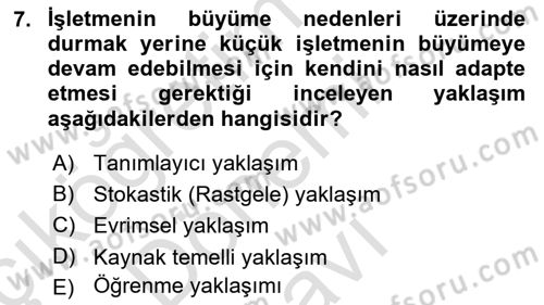 İşletme İlkeleri Dersi 2018 - 2019 Yılı (Final) Dönem Sonu Sınav Soruları 7. Soru