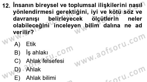 İşletme İlkeleri Dersi 2019 - 2020 Yılı (Vize) Ara Sınav Soruları 12. Soru