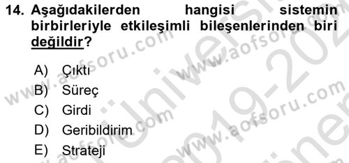 İşletme İlkeleri Dersi 2019 - 2020 Yılı (Final) Dönem Sonu Sınav Soruları 14. Soru