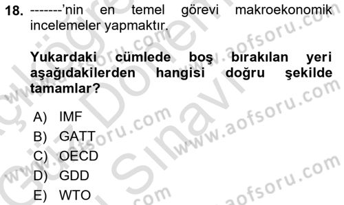 İşletme İlkeleri Dersi 2019 - 2020 Yılı (Final) Dönem Sonu Sınav Soruları 18. Soru