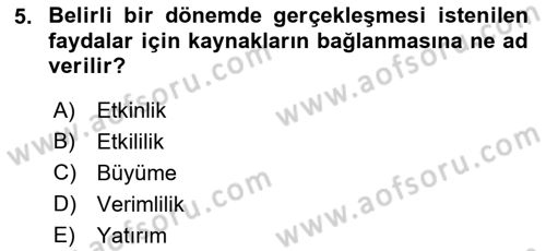 İşletme İlkeleri Dersi 2019 - 2020 Yılı (Final) Dönem Sonu Sınav Soruları 5. Soru