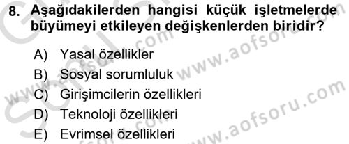 İşletme İlkeleri Dersi 2019 - 2020 Yılı (Final) Dönem Sonu Sınav Soruları 8. Soru
