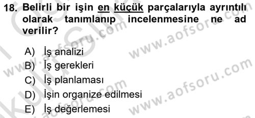 İşletme İlkeleri Dersi 2020 - 2021 Yılı Yaz Okulu Sınav Soruları 18. Soru