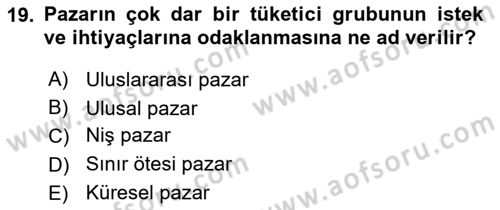 İşletme İlkeleri Dersi 2020 - 2021 Yılı Yaz Okulu Sınav Soruları 19. Soru