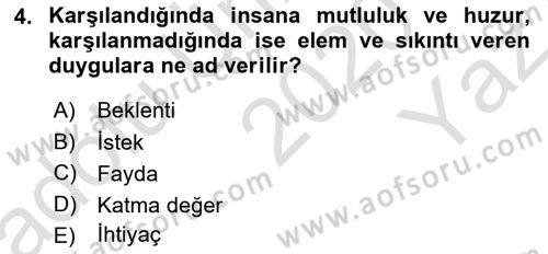 İşletme İlkeleri Dersi 2020 - 2021 Yılı Yaz Okulu Sınavı 4. Soru