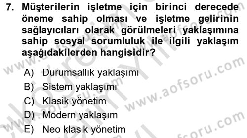 İşletme İlkeleri Dersi 2020 - 2021 Yılı Yaz Okulu Sınav Soruları 7. Soru
