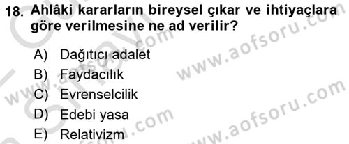 İşletme İlkeleri Dersi 2021 - 2022 Yılı (Vize) Ara Sınav Soruları 18. Soru