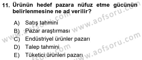 İşletme İlkeleri Dersi 2021 - 2022 Yılı Yaz Okulu Sınavı 11. Soru