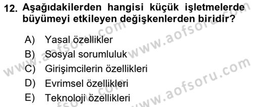 İşletme İlkeleri Dersi 2021 - 2022 Yılı Yaz Okulu Sınav Soruları 12. Soru