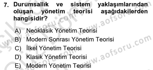 İşletme İlkeleri Dersi 2022 - 2023 Yılı (Vize) Ara Sınav Soruları 7. Soru