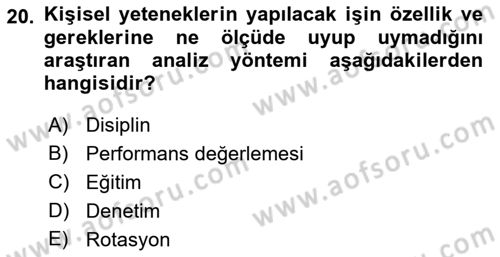 İşletme İlkeleri Dersi 2022 - 2023 Yılı (Final) Dönem Sonu Sınavı 20. Soru