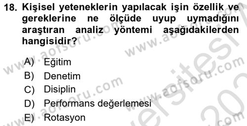 İşletme İlkeleri Dersi 2022 - 2023 Yılı Yaz Okulu Sınav Soruları 18. Soru