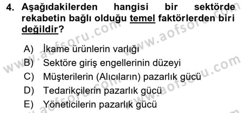 İşletme İlkeleri Dersi 2022 - 2023 Yılı Yaz Okulu Sınav Soruları 4. Soru