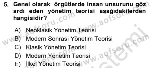 İşletme İlkeleri Dersi 2022 - 2023 Yılı Yaz Okulu Sınav Soruları 5. Soru