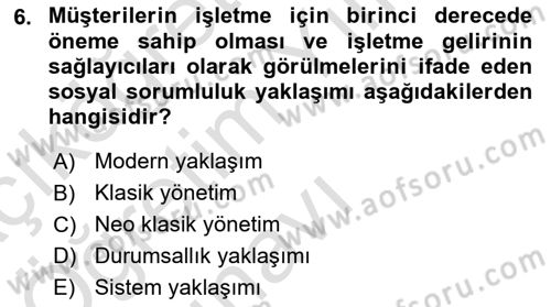 İşletme İlkeleri Dersi 2022 - 2023 Yılı Yaz Okulu Sınav Soruları 6. Soru