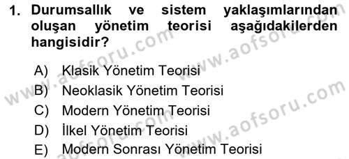 İşletme İlkeleri Dersi 2023 - 2024 Yılı (Vize) Ara Sınav Soruları 1. Soru