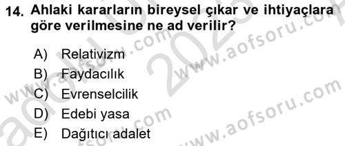İşletme İlkeleri Dersi 2023 - 2024 Yılı (Vize) Ara Sınav Soruları 14. Soru