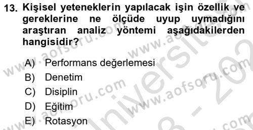 İşletme İlkeleri Dersi 2023 - 2024 Yılı (Final) Dönem Sonu Sınavı 13. Soru