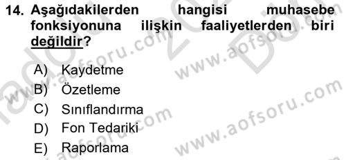 İşletme İlkeleri Dersi 2023 - 2024 Yılı (Final) Dönem Sonu Sınavı 14. Soru