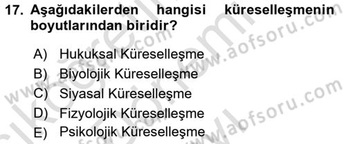 İşletme İlkeleri Dersi 2023 - 2024 Yılı (Final) Dönem Sonu Sınavı 17. Soru