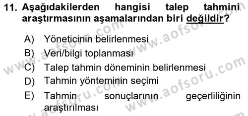İşletme İlkeleri Dersi 2023 - 2024 Yılı Yaz Okulu Sınav Soruları 11. Soru