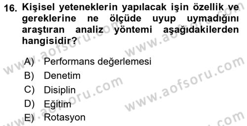 İşletme İlkeleri Dersi 2023 - 2024 Yılı Yaz Okulu Sınav Soruları 16. Soru