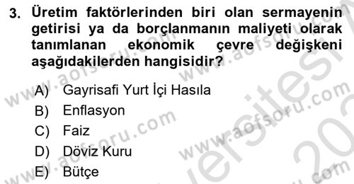 İşletme İlkeleri Dersi 2023 - 2024 Yılı Yaz Okulu Sınav Soruları 3. Soru