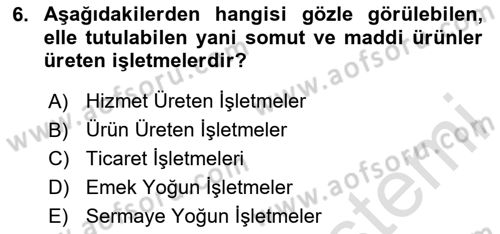 İşletme İlkeleri Dersi 2023 - 2024 Yılı Yaz Okulu Sınav Soruları 6. Soru