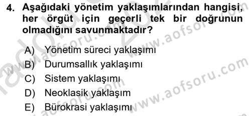 İşletme İlkeleri Dersi 2024 - 2025 Yılı (Vize) Ara Sınav Soruları 4. Soru