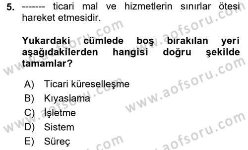İşletme İlkeleri Dersi 2024 - 2025 Yılı Yaz Okulu Sınav Soruları 5. Soru