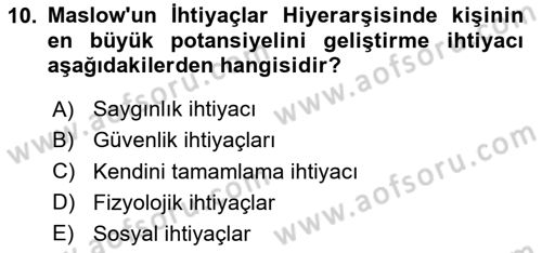 İşletme İlkeleri Dersi 2025 - 2026 Yılı (Vize) Ara Sınav Soruları 10. Soru