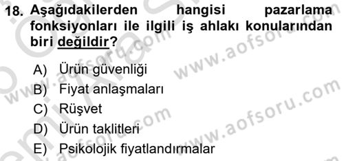 İşletme İlkeleri Dersi 2025 - 2026 Yılı (Vize) Ara Sınav Soruları 18. Soru