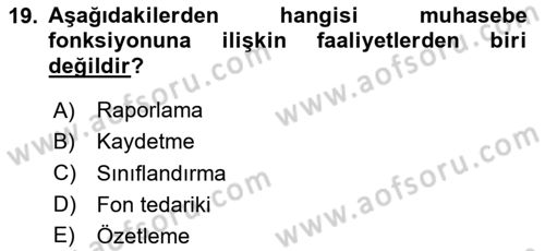 İşletme İlkeleri Dersi 2025 - 2026 Yılı (Final) Dönem Sonu Sınav Soruları 19. Soru