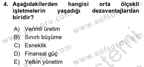 İşletme İlkeleri Dersi 2025 - 2026 Yılı (Final) Dönem Sonu Sınav Soruları 4. Soru