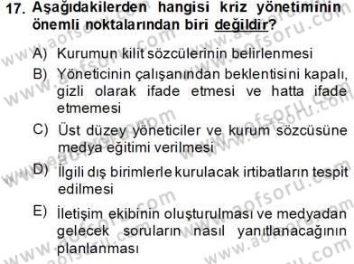 İşletme Fonksiyonları Dersi 2013 - 2014 Yılı Tek Ders Sınav Soruları 17. Soru