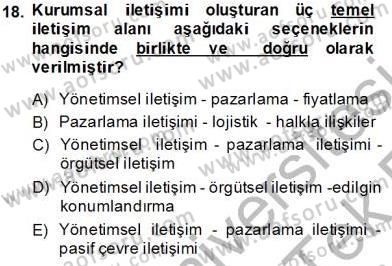 İşletme Fonksiyonları Dersi 2013 - 2014 Yılı Tek Ders Sınav Soruları 18. Soru
