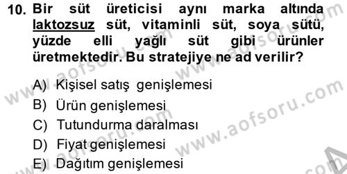 İşletme Fonksiyonları Dersi 2014 - 2015 Yılı (Vize) Ara Sınavı 10. Soru