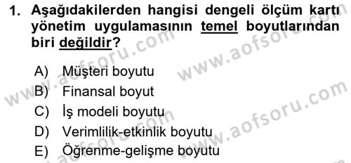 İşletme Fonksiyonları Dersi 2018 - 2019 Yılı (Vize) Ara Sınavı 1. Soru