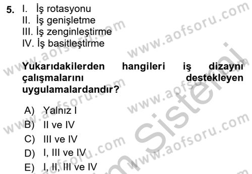 İşletme Fonksiyonları Dersi 2018 - 2019 Yılı Yaz Okulu Sınavı 5. Soru