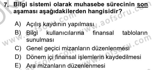 İşletme Fonksiyonları Dersi 2018 - 2019 Yılı Yaz Okulu Sınavı 7. Soru